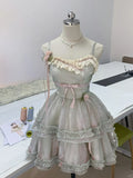 Chic Grey Halter Neck Lace Waist A-Line Homecoming Dress HZ1022