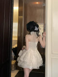 Halter neck V-neck lace sleeveless multi-layered skirt fungus lace homecoming dress HZ1022