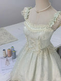 Mint green fresh skirt with dark lace trim mini homecoming HZ1022