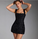 Sleeveless Mini Homecoming Dress with Elegant Floral Straps HZ1022
