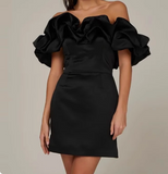 French style off-shoulder ruffle sleeves hip homecoming dress HZ1022