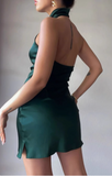 Sexy satin sleeveless stylish hip-hugging mini homecoming dress HZ1022