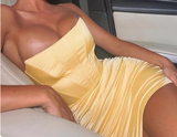 Sexy Yellow Tube Top Herringbone Bodycon Homecoming Dress HZ1022