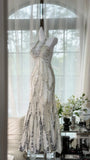 Vintage White Halter Off-The-Shoulder Beaded Prom Dress HZ1022