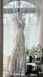 Vintage White Halter Off-The-Shoulder Beaded Prom Dress HZ1022