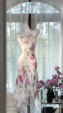 Elegant Printed Strapless Chiffon Mermaid Evening Gown Prom Dress HZ1022