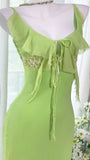 Simple Green Chiffon Mermaid Irregular Skirt Prom Dress HZ1022