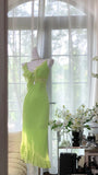 Simple Green Chiffon Mermaid Irregular Skirt Prom Dress HZ1022
