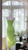 Simple Green Chiffon Mermaid Irregular Skirt Prom Dress HZ1022