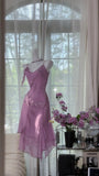Enchanting Purple Chiffon Beaded Mermaid Prom Dress HZ1022