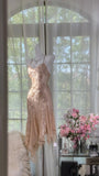 Retro Pink Mermaid Beaded Irregular Hem Prom Dress HZ1022