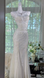 Elegant White Strap Beaded Chiffon Sexy Evening Gown Prom Dress HZ1022