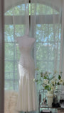 Elegant White Strap Beaded Chiffon Sexy Evening Gown Prom Dress HZ1022