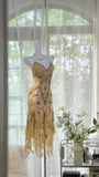 Retro luxury V-neck lace beaded irregular skirt prom dress HZ1022