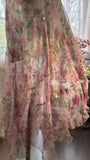 Flowing Chiffon Sequin Print Pink Irregular Skirt Prom Dress HZ1022