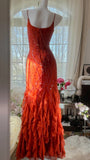 Gorgeous sunset orange chiffon beaded jellyfish skirt evening dress prom dress HZ1022
