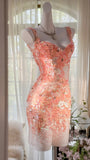 Sparkling Grapefruit Fitted Short Prom Dress HZ1022