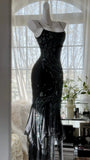 Retro beautiful shoulder strap beaded chiffon irregular skirt prom dress HZ1022