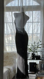 Sexy Halter Neck Backless Beaded Chiffon Black Mermaid Evening Gown Prom Dress HZ1022