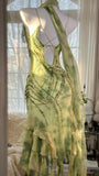 Fresh Rendering Green Beaded Chiffon Irregular Skirt Prom Dress HZ1022