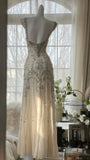 Vintage White Beaded Chiffon Mermaid Prom Dress HZ1022