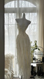 Fairy-like Tube Top With Heart-shaped Collar And Beaded Wood Ear Curled Skirt Chiffon Prom Dress HZ1022
