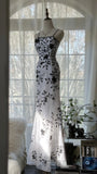 Vintage Bamboo Shadow Beaded Strap Chiffon Evening Gown Prom Dress HZ1022