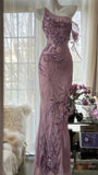 Pink Gradient Pink Fairy Beaded Chiffon Mermaid Evening Dress Prom Dress HZ1022