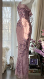 Charming Purple One Shoulder Heavily Beaded Chiffon Prom Dress HZ1022