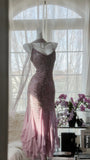 Stunning Purple Chiffon Beaded Prom Dress HZ1022