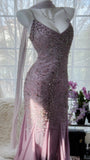 Stunning Purple Chiffon Beaded Prom Dress HZ1022