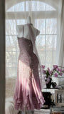 Stunning Purple Chiffon Beaded Prom Dress HZ1022
