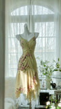 Fresh Green Floral Beaded Knotted Chiffon Prom Dress HZ1022