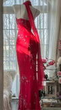 Shiny Beaded Red Mermaid Chiffon Evening Gown Prom Dress HZ1022
