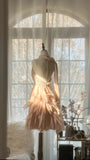 Cute Pink Halterneck Backless Beaded Chiffon Short Prom Dress HZ1022