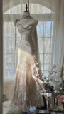 Elegant Pink Chiffon Lotus Beaded Mermaid Long Prom Dress HZ1022