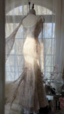 Elegant Pink Chiffon Lotus Beaded Mermaid Long Prom Dress HZ1022