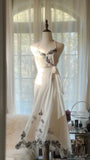 Sexy White Halter Neck Chiffon Lace Trim Prom Dress HZ1022
