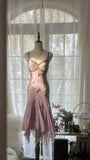 Cute Purple Strap Beaded Chiffon Mermaid Short Prom Dress HZ1022