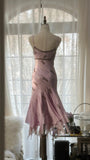Cute Purple Strap Beaded Chiffon Mermaid Short Prom Dress HZ1022