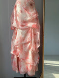 Tender Pink Printed Tulle Long Prom Dress HZ1022