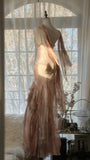 Cute Pink Shoulder Strap Flowing Ribbon Chiffon Beaded Long Prom Dress HZ1022
