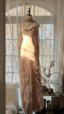 Cute Pink Shoulder Strap Flowing Ribbon Chiffon Beaded Long Prom Dress HZ1022