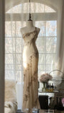 Elegant Champagne One Shoulder Beaded Chiffon Long Prom Dress HZ1022