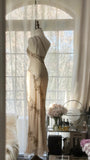 Elegant Champagne One Shoulder Beaded Chiffon Long Prom Dress HZ1022