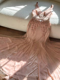 Vintage Palace V-neck Beaded Chiffon Long Prom Dress HZ1022
