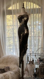 Elegant Black One Shoulder Chiffon Beaded Bias Skirt Mermaid Prom Dress HZ1022