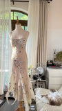 Stunning White Strap Beaded Chiffon Prom Dress HZ1022