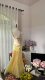 Vintage Yellow Backless Beaded Chiffon Long Prom Dress HZ1022
