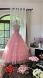 Cute Pink Sweetheart Neck Tulle Princess A-Line Prom Dress HZ1022